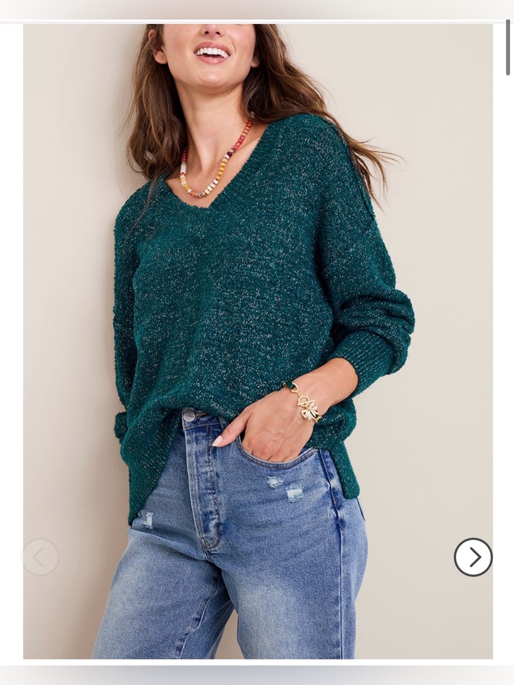 Francesca’s Cozy Teal V-Neck Women’s Sweater